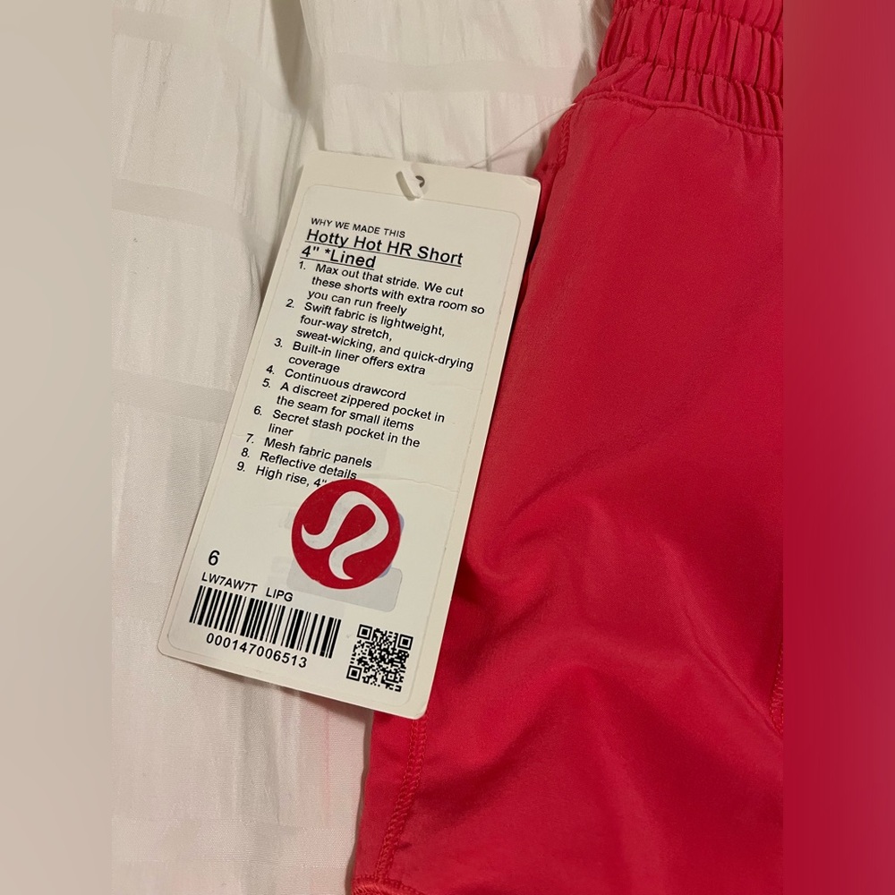 SOLD NWT Lululemon Hotty Hot High Rise Lined Short 4" in Lipgloss Pink Size 6 - Picture 10 of 11